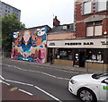 Symmetrical mural in High Street Swansea