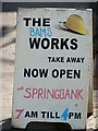 A sandwich board sign outside the Springbank Tea Room, Stow