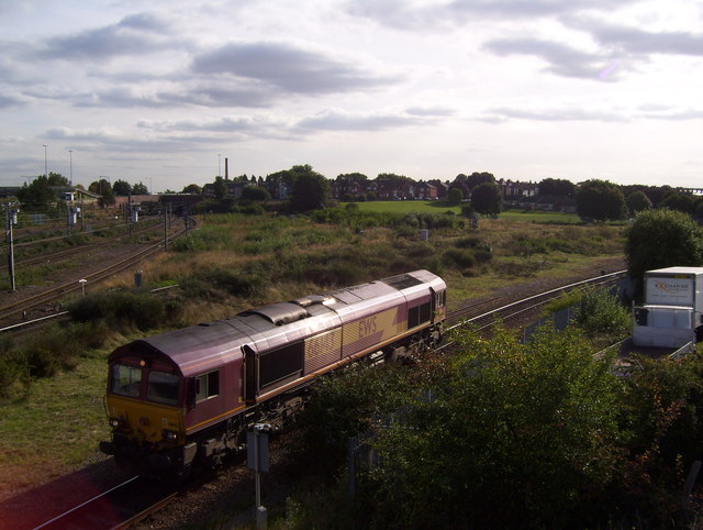 Light engine approaching Doncaster Station