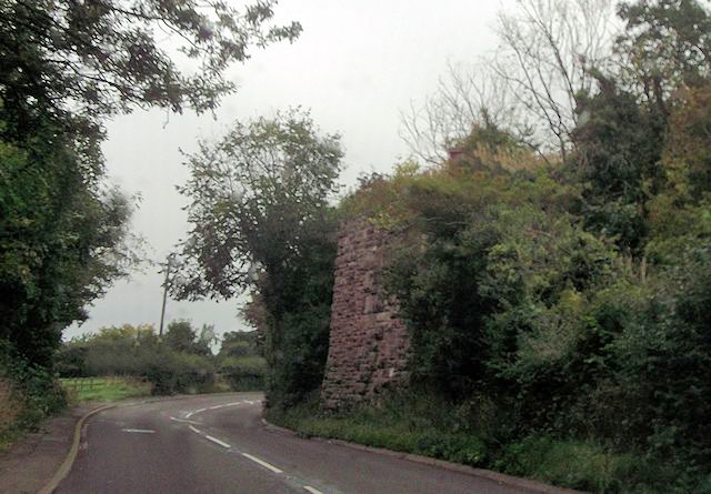 Abutment of old railway bridge across A488