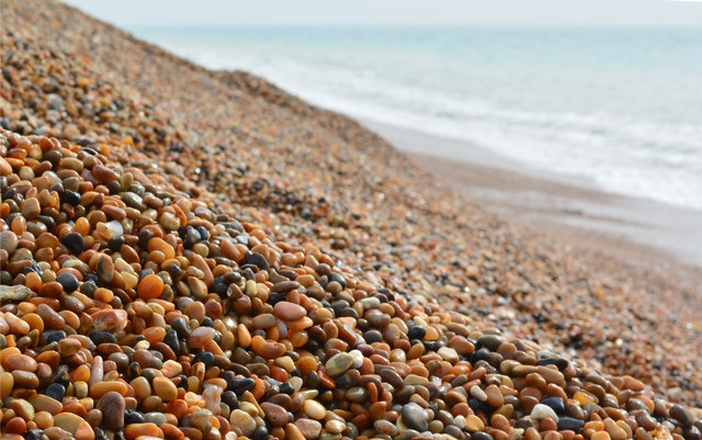 Slope and Stones of Chesil Beach near East Bexington, Dorset