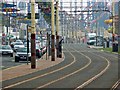 Long shot along the tramway, Blackpool