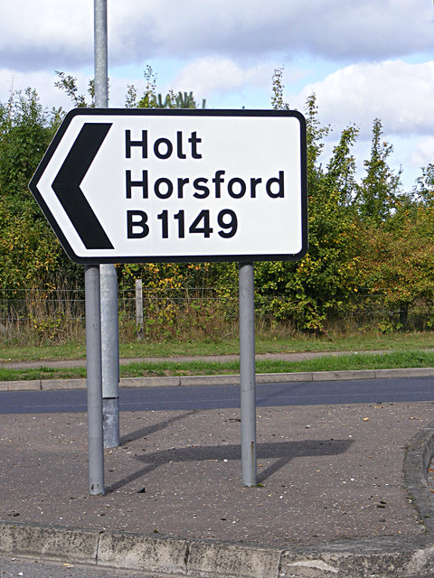 Roadsign on the B1149 Holt Road