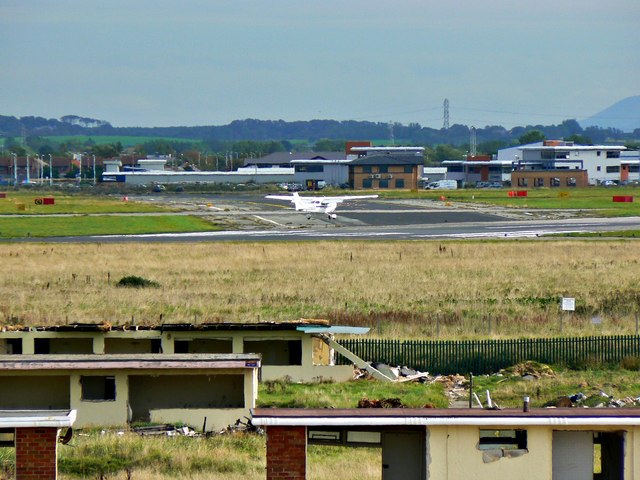 Aircraft landing at Blackpool International Airport