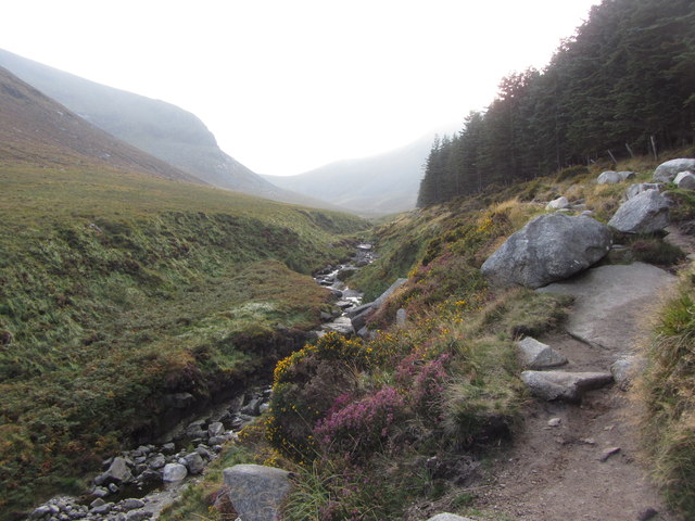 The Glen River, its valley and path to Slieve Donard