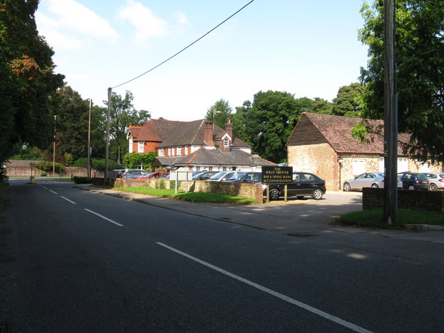 The Jolly Drover and car park at Hill Brow