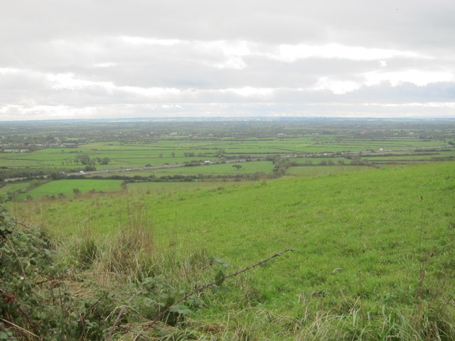 View beside the West Mendip Way looking out over Loxton to the Somerset Levels