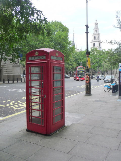 London: red phone box, 176 Strand