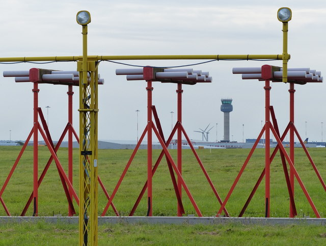 Instrument landing system (ILS) at East Midlands Airport