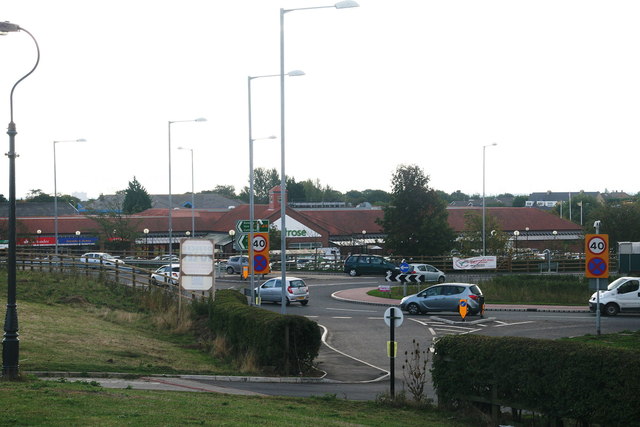 Roundabout and shopping centre on the A164 at Willerby