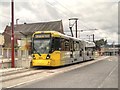 SJ9098 : Tram on Test, Droylsden Tram Station by David Dixon