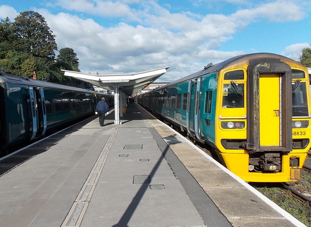 Two Arriva trains in Shrewsbury railway station