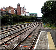 SJ6511 : 4 tracks into 2 west of Wellington railway station by Jaggery