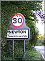 TL9240 : Newton Village name sign by Geographer