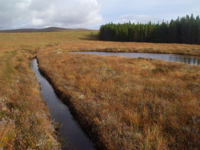 Pool and drainage channel on Cnoc na Doire near Crask Inn, Sutherland