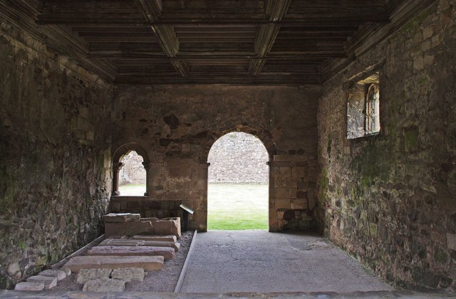 The interior of the chapter house, Haughmond Abbey, near Haughton, Shrops