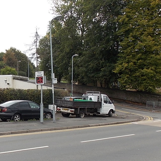 Your speed display and a bus stop, Pillmawr Road, Malpas, Newport
