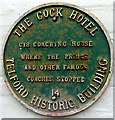 SJ6511 : Green plaque on the Cock Hotel, Wellington by Jaggery