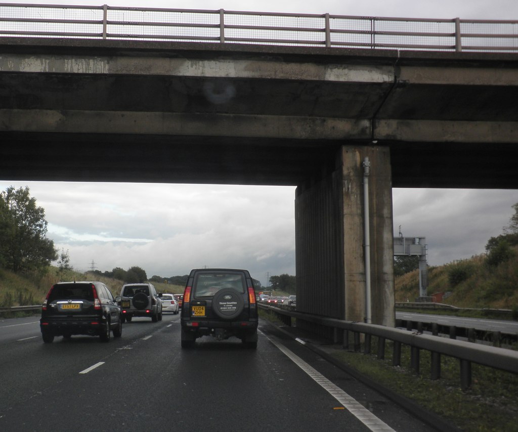 Traffic jam on the M6 near Knutsford... © Roger Cornfoot ...