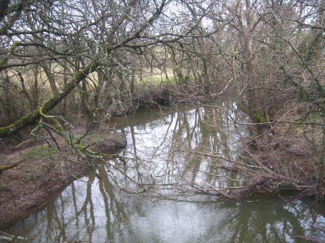 The River Carey looking downstream from Boldford Bridge