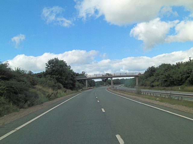 A5 overbridge carries track to Corner... © Stuart Logan cc-by-sa/2.0 ...