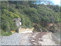 SW7827 : WWII pillbox on Porth Sawsen beach by Rod Allday
