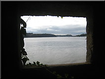 SW7827 : Looking up the Helford River from inside the pillbox on Porth Sawsen Beach by Rod Allday