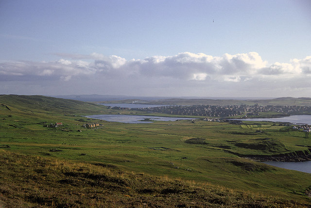 Open moorland to Lerwick from below the Loch of Trebister