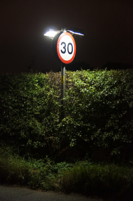 Speed limit sign, Waddicar Lane, Melling