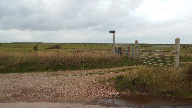 Public footpath sign, Graveney Marshes near Faversham