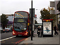 Bus stop outside LMU building, Holloway Road