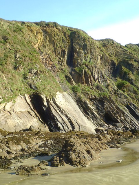 Folded rock strata at The Settlands