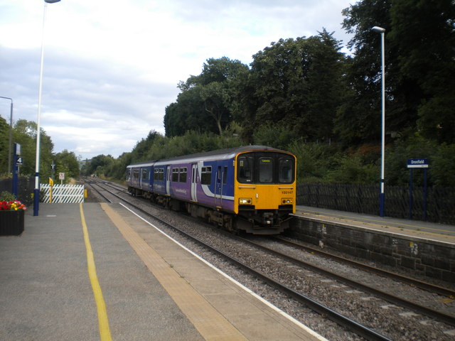 Train arriving at Dronfield station