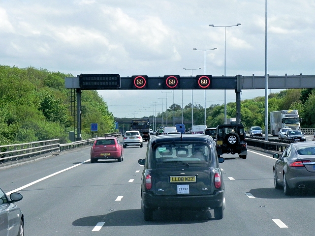 Variable Speed Limit Signs, M25 at Thorpe