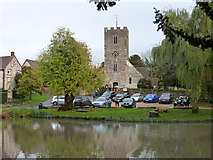 SU7320 : Pond and church, Buriton by Robin Webster