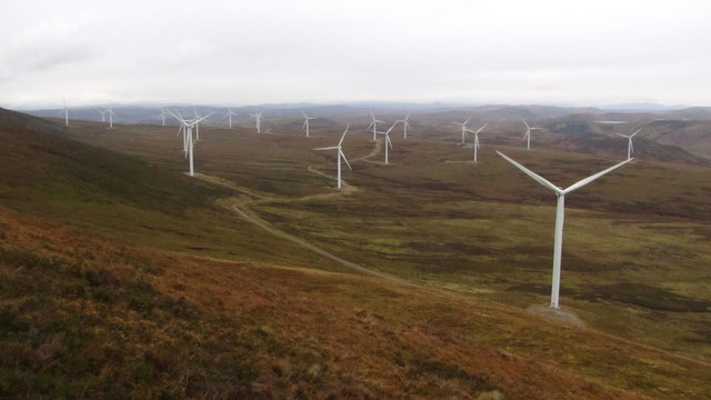 Kilbraur Wind farm viewed from Meall Horn