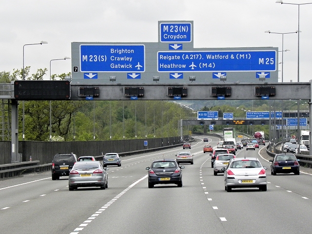 Sign Gantry at Merstham Interchange,... © David Dixon :: Geograph ...