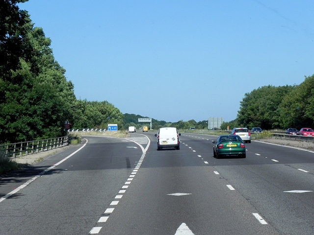 M27, Sliproad at Junction 10 (North... © David Dixon :: Geograph ...