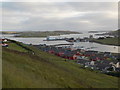 Scalloway: wider view over town and harbour