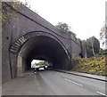Under a railway viaduct near Swansea station