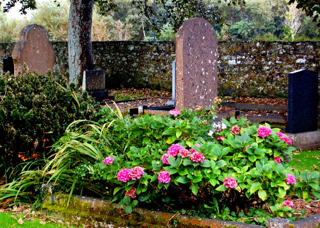 Drumcliffe - Colourful Gravesite & Churchyard Walls NE of St Columba's Church