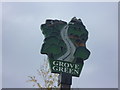 A close up of the sign at Grove Green