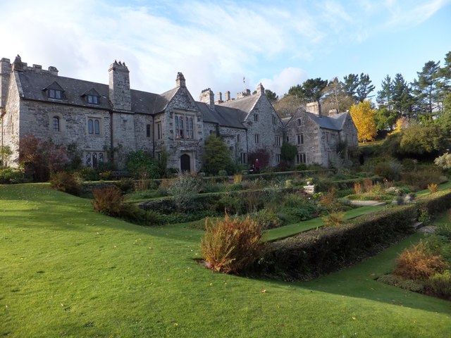 The east front and terraces of Cotehele House