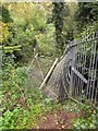 Damaged fence, Pigeonhouse Stream