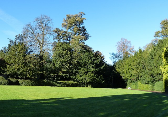 Lawn and trees, Pendley Manor Hotel