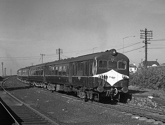 Train leaving Holywood station - 1985