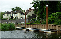 SO8459 : Floating pontoon and Lock No 1 near Hawford, Worcestershire by Roger  D Kidd