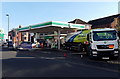 SU4012 : BP filling station and fuel tanker, Paynes Road, Southampton by Jaggery