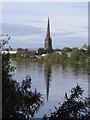 View along R Mersey to St Elphins Church, Warrington