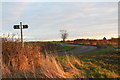 Footpath from Willow Tree Lane to the coast crosses a farm road